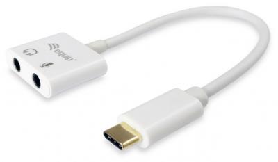 EQUIP USB Typ C auf Audio (AUX) Adapter: Plug and Play, 3,5 mm Klinke, 15 cm, wei