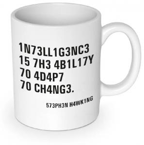 Stephen Hawking Zitat Tasse im Leet-Alphabet mit Henkel, 330ml, Keramik, wei