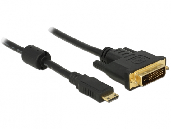 Adapterkabel Mini HDMI Typ C Stecker  DVI-D 24+1 Stecker schwarz