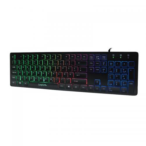 Tastatur mit RGB Hintergrundbeleuchtung, schwarz, DE-Layout