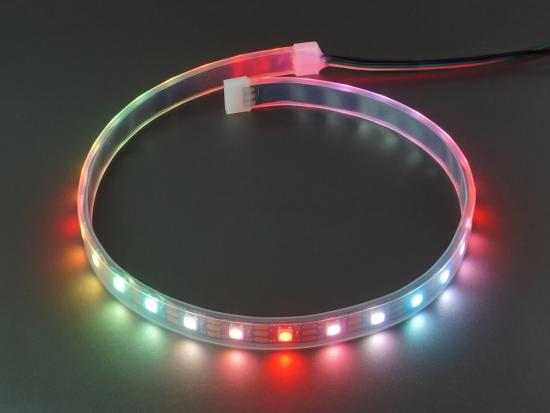 digitaler LED RGB NeoPixel Stripe, IP65 vergossen, 30 LEDs, schwarz, 50cm mit Kabelanschluss