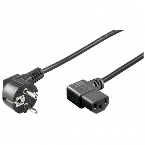 Kaltgeräte Netzkabel Schutzkontakt-Stecker abgewinkelt – IEC320-C13 Buchse abgewinkelt schwarz