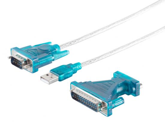 USB 2.0 - RS232 Adapterkabel, inkl. DB25 Adapter