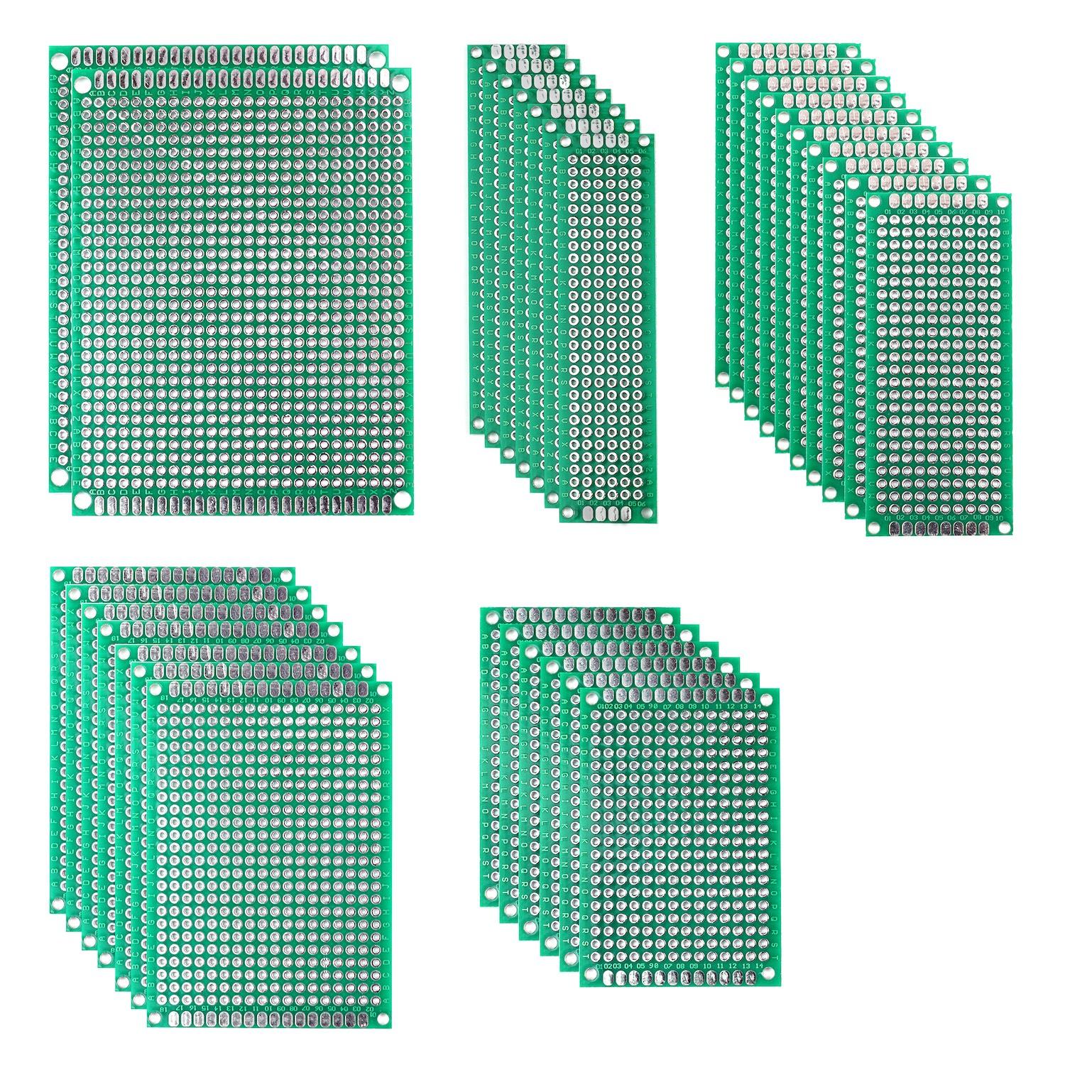 Lochrasterplatine, doppelseitig, verschiedene Größen, Set mit 32 Stück