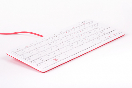 offizielle Raspberry Pi Tastatur, FR-Layout, inkl. 3 Port USB Hub, rot/wei