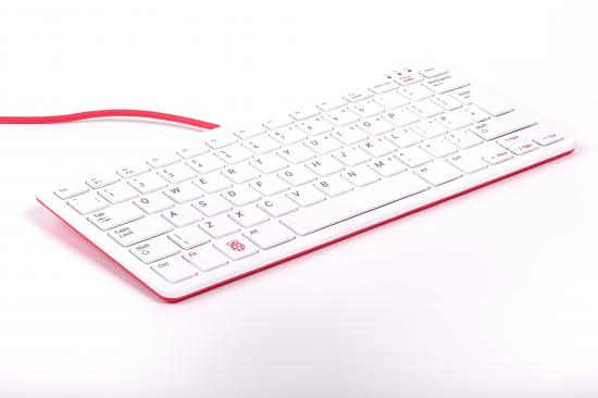 offizielle Raspberry Pi Tastatur, UK-Layout, inkl. 3 Port USB Hub, rot/weiß