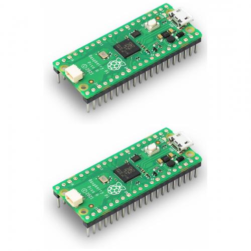2 x Raspberry Pi Pico, RP2040 Mikrocontroller-Board, mit Headern