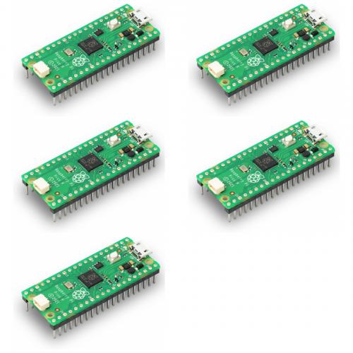 5 x Raspberry Pi Pico, RP2040 Mikrocontroller-Board, mit Headern