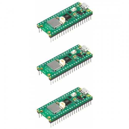 3 x Raspberry Pi Pico WH, RP2040 + WLAN Mikrocontroller-Board, mit Headern