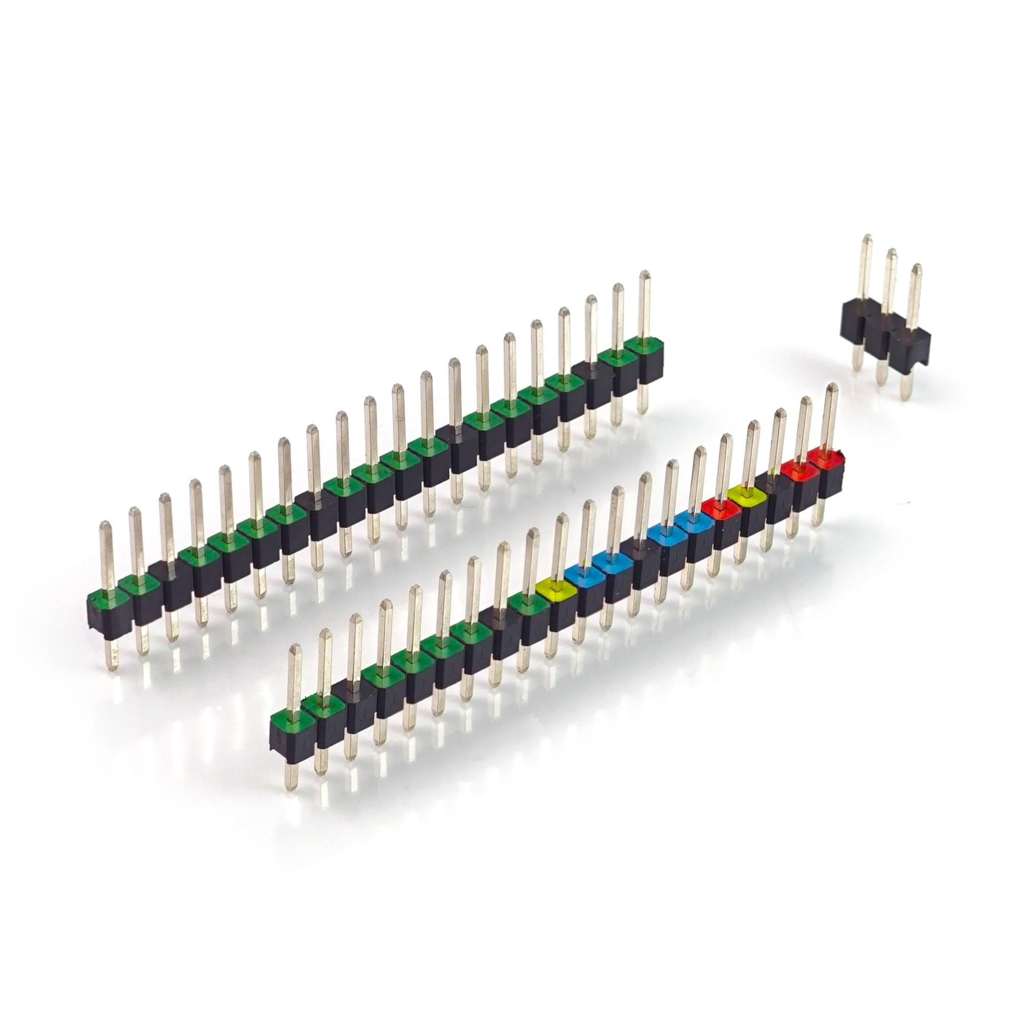Stiftleisten / Pin Header Set für Raspberry Pi Pico, farbig kodiert, oben