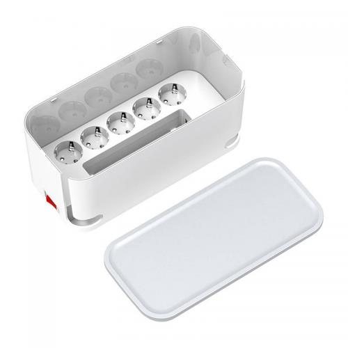 LDNIO 5-fach Steckdosenleiste mit Kabelbox, 3x USB, 2m, weiß