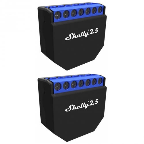 Shelly 2.5, Dual WLAN Schalter mit Messfunktion, 2er Set