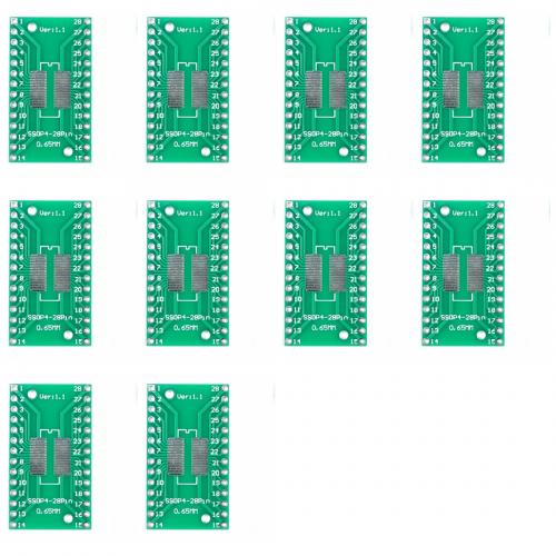10 x SMD Breakout Adapter fr SOP28 / SSOP28 / TSSOP28, 28 Pin, 0,65mm / 1,27mm