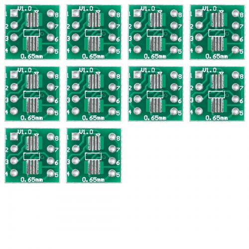 10 x SMD Breakout Adapter für SOP8 / SSOP8 / TSSOP8, 8 Pin, 0,65mm / 1,27mm