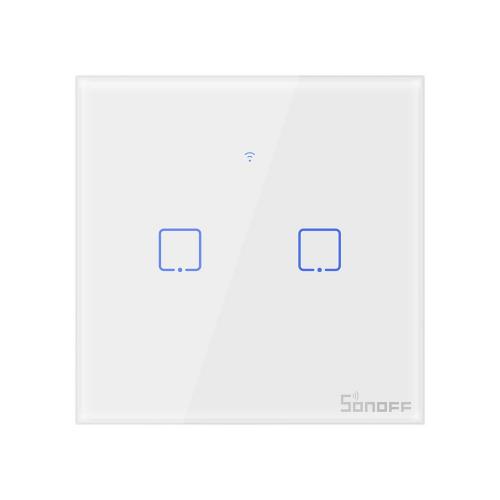 Sonoff T0EU2C-TX Smart Wall Switch, 2-Kanal Wand-Schaltaktor, weiß, ohne Rahmen, WiFi 