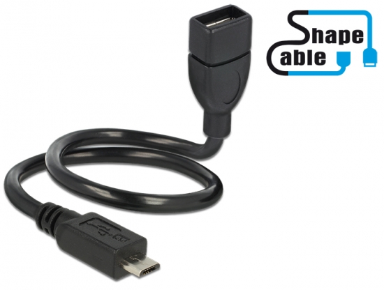 Shape USB 2.0 Hi-Speed OTG Adapterkabel Micro B Stecker – Standard A Buchse schwarz