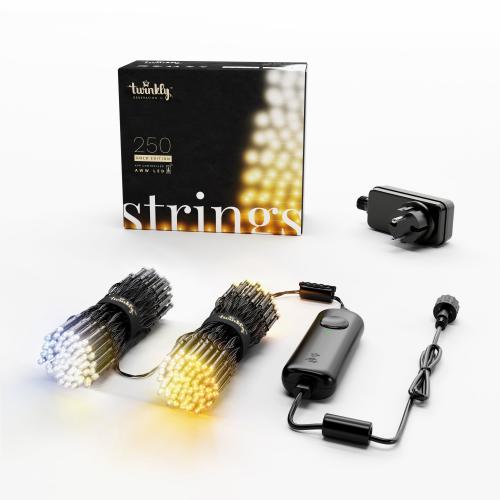 Twinkly Strings, gold & silber Edition, schwarz, 250 LEDs