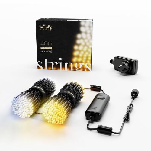 Twinkly Strings, gold & silber Edition, schwarz, 400 LEDs