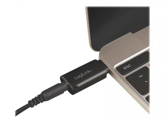 LogiLink Audio Adapter USB-C - 3.5mm Klinkenbuchse, 4 polig, schwarz