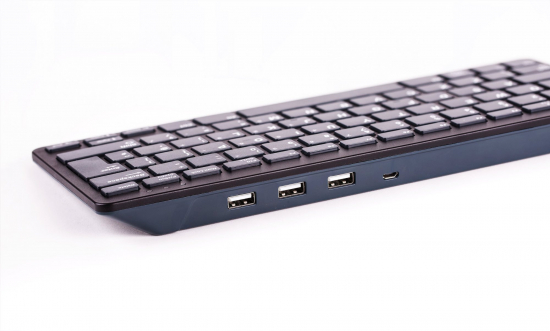 offizielle Raspberry Pi Tastatur, FR-Layout, inkl. 3 Port USB Hub, schwarz/grau