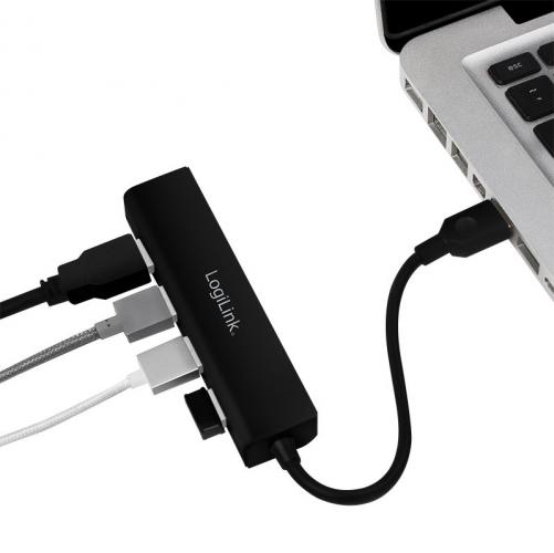 LogiLink USB 3.0 Hub, 4-Port, kompakt, schwarz