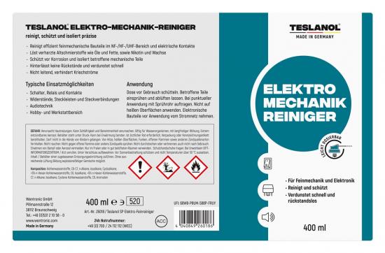 teslanol SP Elektro-Mechanik-Reinigerspray - Inhalt: 400 ml