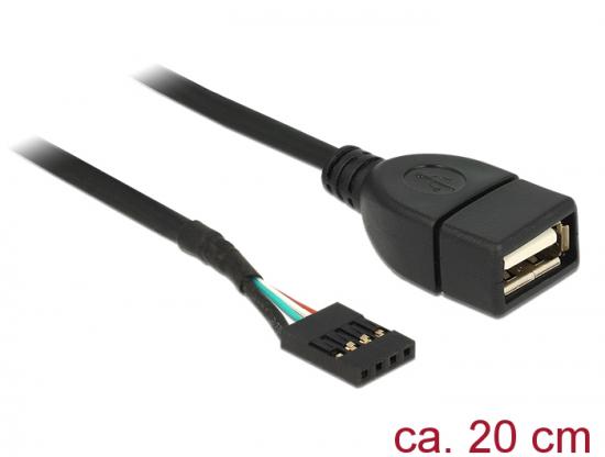 Adapterkabel, USB Pinheader Buchse - USB 2.0 Typ A Buchse, 20cm