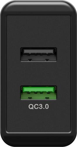 Dual USB Schnellladegert / Netzteil, QC 3.0, 2x USB-A, 28W, schwarz