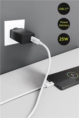 USB Schnellladegert / Netzteil, Power Delivery, USB-C, 25W, schwarz