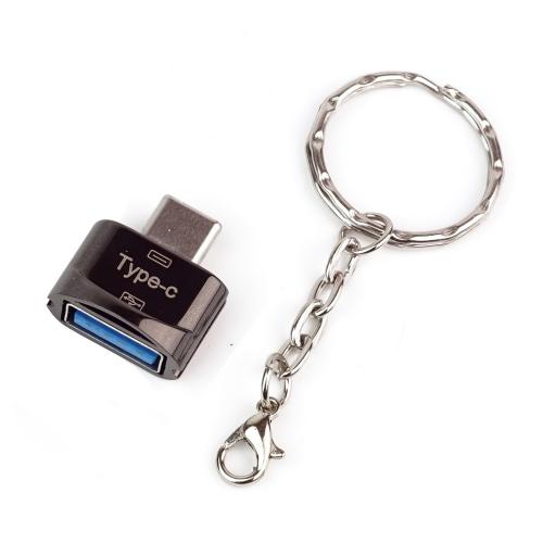 USB-C 2.0 Adapter, C Stecker - A Buchse, kompakte Bauform, Schlsselanhnger, schwarz