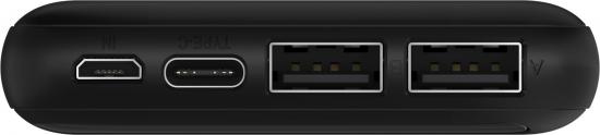 Slimline Powerbank, mit Status-Display, 10.000mAh, schwarz