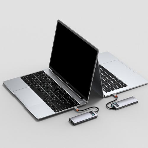 Baseus Metal Gleam 8in1 Hub, USB-C zu 3x USB 3.0 + HDMI + USB-C PD + Ethernet RJ45 + microSD/SD