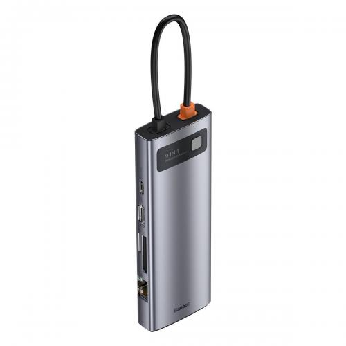 Baseus Metal Gleam 9in1 Hub, USB-C zu 3x USB 3.0 + HDMI + USB-C PD + Ethernet RJ45 + microSD/SD + VGA