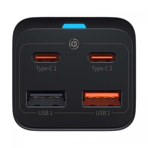 Baseus GaN3 Quick Charger / Ladegert, 2x USB-C + 2x USB, 65W, schwarz