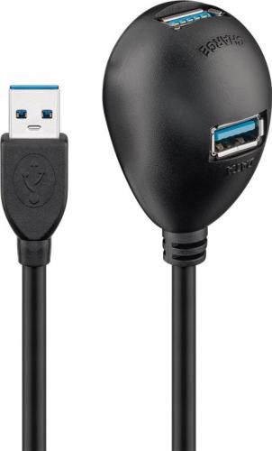 USB 3.0 SuperSpeed Verlngerungskabel mit Standfuss, schwarz, 1,50m