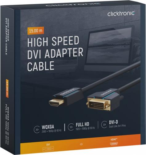 Clicktronic Casual HDMI / DVI Adapterkabel - Lnge: 15,00 m