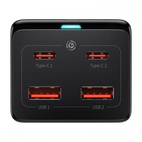 Baseus GaN3 Pro Quick Charger / Ladegert, 2x USB-C + 2x USB + AC, 100W, schwarz