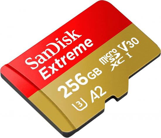 SanDisk Extreme microSDXC A2 UHS-I U3 V30 190MB/s Speicherkarte + Adapter 256GB