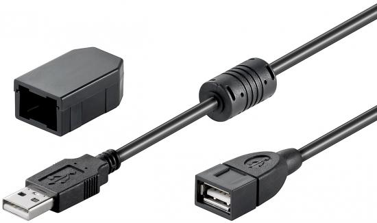 USB 2.0 Hi-Speed Verlngerungskabel mit Zugentlastungs-Clip schwarz 2,0m