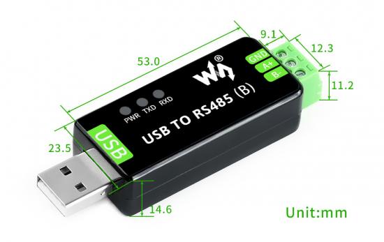 Waveshare Industrieller USB-RS485-Konverter, Blitzschutz, ESD-Sicher, bidirektional, CH343G 