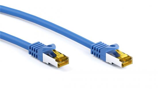 CAT 6a Netzwerkkabel mit CAT 7 Rohkabel, 500 MHz, S/FTP, LS0H, blau - Lnge: 1,0 m