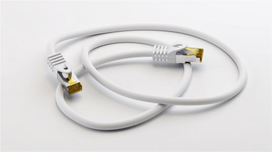 CAT 6a Netzwerkkabel mit CAT 7 Rohkabel, 500 MHz, S/FTP, LS0H, wei - Lnge: 1,0 m