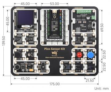 Waveshare Einsteiger Sensor Kit fr Raspberry Pi Pico: Erweiterungsplatine mit 15 Modulen + Zubehr