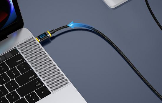 AOHI Magline Display LED Cable, USB-C - USB-C Ladekabel mit Stromanzeige, 1,2m, schwarz