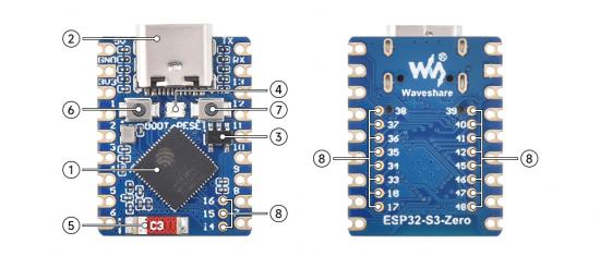 Waveshare ESP32-S3-Zero M S3FH4R2, Dual-Core, 240MHz, Wi-Fi & BT 5, USB-C, ohne Header