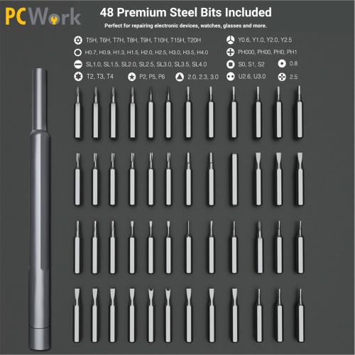 PCWork, PCW08B, Premium-Przisionswerkzeug-Set, 48-teilig