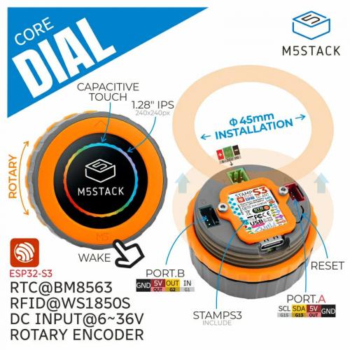 M5Stack M5Dial intelligenter Drehknopf, IoT- und Smart Home-Steuerung mit Touchscreen, RFID