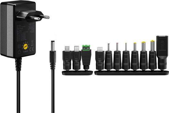 Goobay Universal-Netzteil: mit 11 Adaptern darunter 4 x USB und 7 x DC-Adapter, 3V-12V, 7,2W, 0,6 A