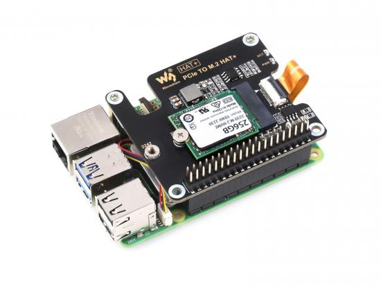 Waveshare 16-Pin PCIe zu M.2 Adapter fr Raspberry Pi 5, SSD, NVMe Gen2 & Gen3, LED Statusanzeige