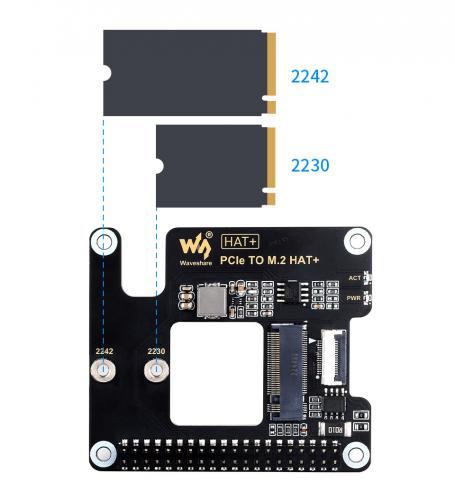 Waveshare 16-Pin PCIe zu M.2 Adapter fr Raspberry Pi 5, SSD, NVMe Gen2 & Gen3, LED Statusanzeige